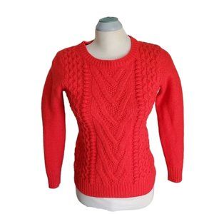 Tommy Hilfiger Red Crew Neck Cable Knit Sweater Size Medium